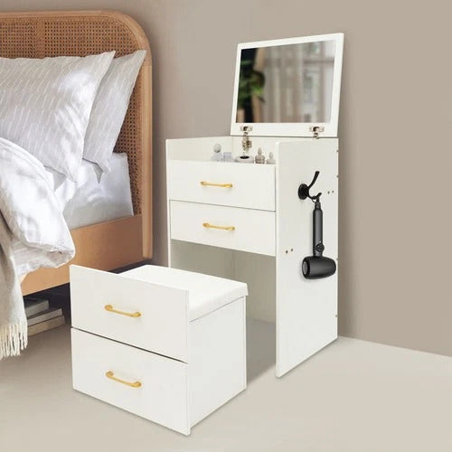 Coiffeuse Compacte avec Miroir & Rangement