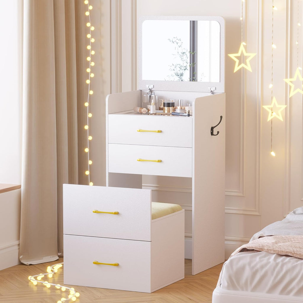 Coiffeuse Compacte avec Miroir & Rangement