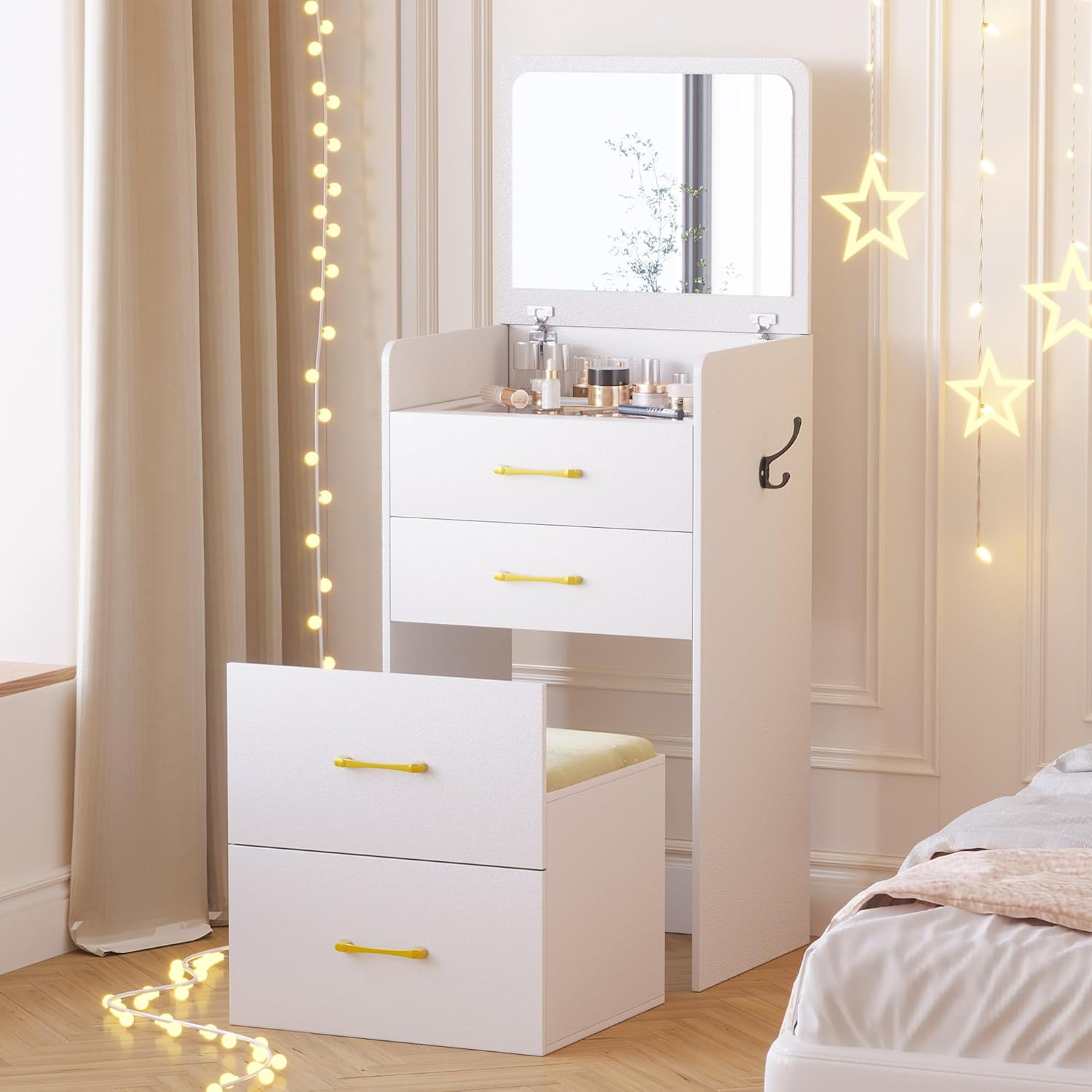 Coiffeuse Compacte avec Miroir & Rangement