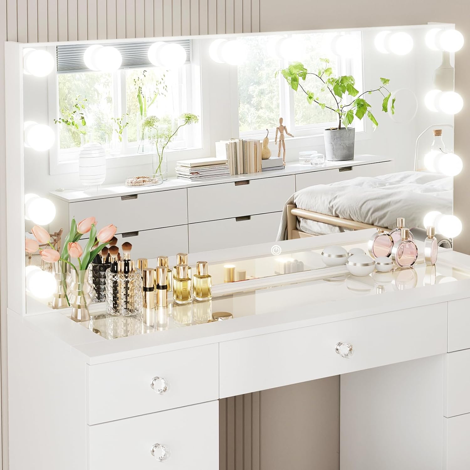 Coiffeuse avec Miroir & Rangement