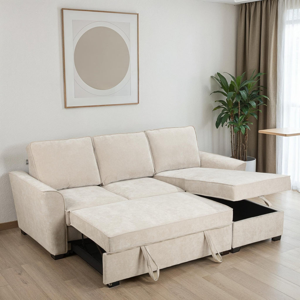 Canapé d'angle convertible en tissu avec coffre de rangement 230x157xH91CM